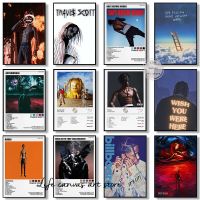 Retro Travis Scott Tracklist Album Cover Wish You Are Here Music Art โปสเตอร์ภาพวาดผ้าใบผนังพิมพ์ภาพ Room Home Decor ใหม่ Liyanhong2