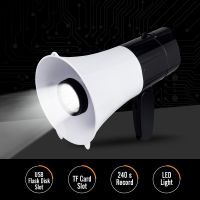 Handheld Megaphone Speaker 30W High Power Recordable Loudspeaker Tweeter for Teaching Speech Tourist Guide Tool with LED Light Megaphones