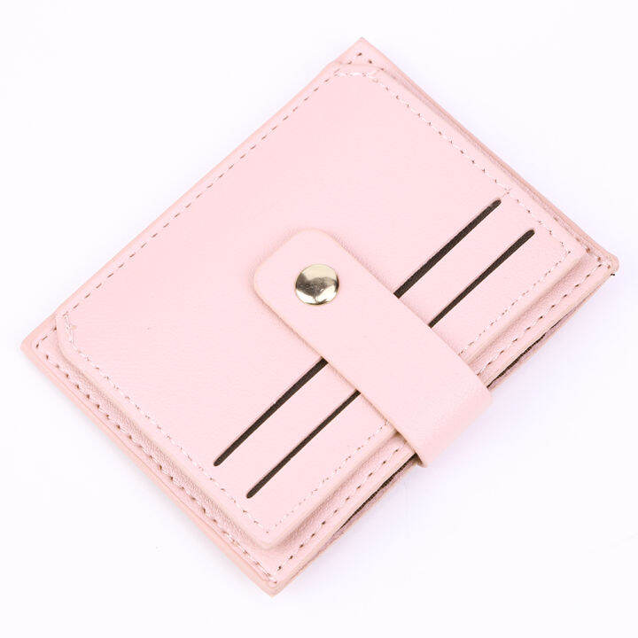 กระเป๋าใส่บัตรผู้หญิงกระเป๋าสตางค์-simple-pu-leather-case-multi-slots-small-female-solid-coin-purse-card-holder