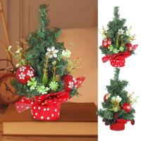 Small Christmas Tree Mini Artificial Desktop Pine Christmas Tree Cute Ornaments with Christmas Balls Holiday Decorations for Living Room Bedroom Bookshelf gorgeously