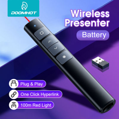 DoomHot Wireless Presentation Clicker Page Turning Pen Laser Pointer Pen USB RF Presenter Universal 2.4Ghz Office Presentation Clicker With Hyperlink For Keynote PPT Mac PC Laptop