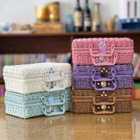 （QIQI tool）  NewRattan กระเป๋าเดินทาง HandBoxWoven CosmeticBox หวาย RattanLaundry ตะกร้า Home Storage