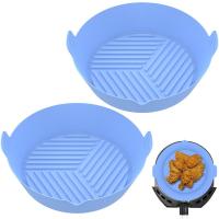 2Pcs Air Fryer หม้อซิลิโคนพร้อมที่จับ Reusable Air Fryer Liner ทนความร้อน Air Fryer ซิลิโคน Baking Pan