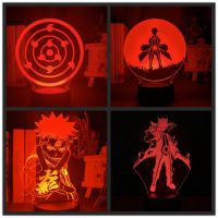 ✉❡ Naruto Uzumaki LED Night Light Sasuke Uchiha 3D Lamp Kids Bedroom Decro Gift for Boys Remote 16 Colors