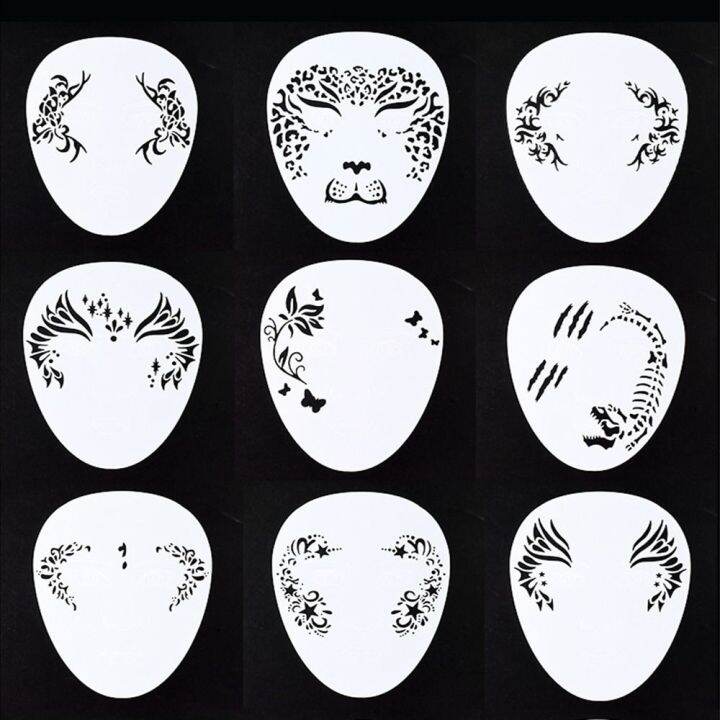 SWEWRY White Face Paint Template Animal Print Cartoon Face Tattoo