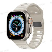 สายนาฬิกาซิลิโคนสำหรับสายคาด Apple Watch 49มม. 44มม. 45มม. 42มม. 41มม. 42มม. 42มม. 38มม. สายนาฬิกาเจลนิ่ม Iwatch ซีรีส์ Ultra 8 7 6 5