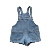 ✳✹  Baby girls denim overalls shorts south Korean childrens clothing for men and women loose 5 minutes of pants female baby leisure pants in the summer