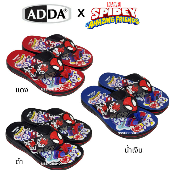 adda-72k17-สไปเดอร์แมน-spider-man-รองเท้าแตะเด็กแบบคีบ-พื้นพียู-สายผ้าไม่กัดเท้า