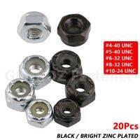 20pc UNC 4-40 6-32 8-32 10-24 Hexagon Nylon Insert Lock Nut Self-locking Hex Nyloc Nut Black/Bright Zinc Plated Carbon Steel