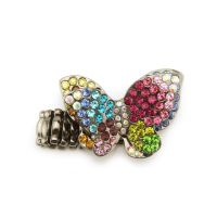 [COD] European and sources of cute diamond butterfly ring female elastic line adjustable