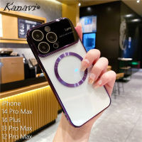 Kanavi เคสโทรศัพท์แม่เหล็กชุบหรูหราสำหรับ iPhone 14 Pro Max 14 Plus 13 Pro Max 12 Pro Max เคสโทรศัพท์กันกระแทกแฟชั่นพร้อมอุปกรณ์ป้องกันเลนส์