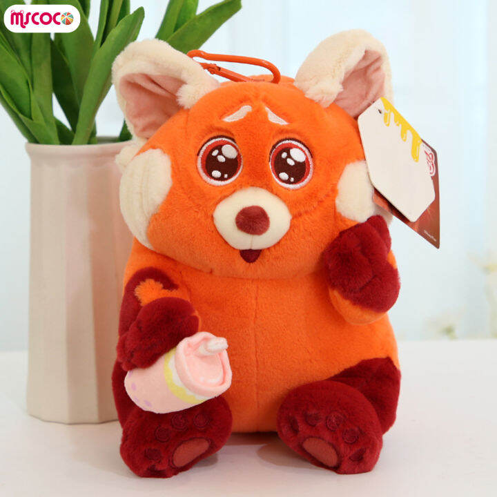 mscoco-พวงกุญแจตุ๊กตาแพนด้าสีแดงจำลองน่ารัก-boneka-mainan-พกพาได้น้ำหนักเบาสำหรับจี้ตุ๊กตากุญแจรถ