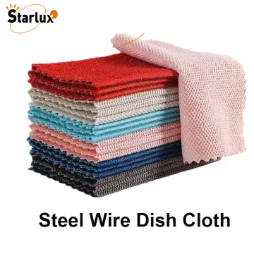 5pcs Steel Wire Dishwashing Cloth Daily Cleaning Cloth Grid Non-stick Oil  Rag Kitchen Stove Dishwashing Pot Cleaning Cloth Decontamination Cleaning  Cloth