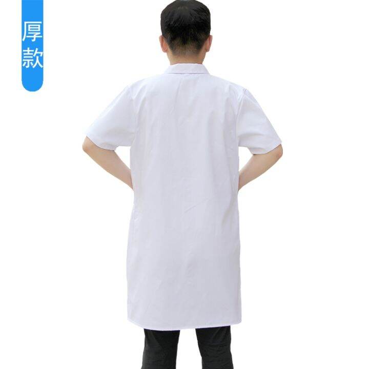 white-coat-overalls-short-sleeved-thin-half-sleeved-long-coat-food-factory-kitchen-chef-uniform-doctor-physician-uniform