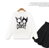 เสื้อแฟชั่น แขนยาว บุกันหนาว คอกลม บลูด๊อก Country สีขาว