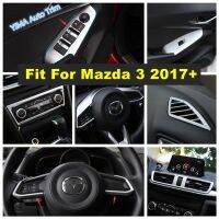 ปุ่มยกหน้าต่างช่องระบายอากาศด้านข้างแถบครอบพวงมาลัยสำหรับ Mazda 3 2017 2018 Matte อุปกรณ์ตกแต่งภายในรถยนต์