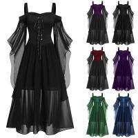 【CW】 2023 Gothic Medieval Dresses Cold Shoulder Sleeve Up Robe