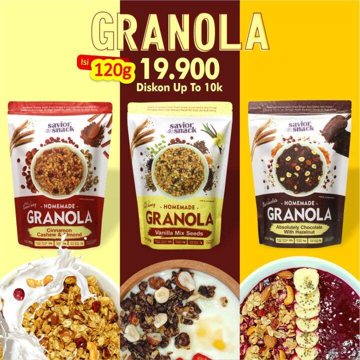 GRANOLA Cemilan Makanan Sehat Sarapan Tinggi Nutrisi Rendah Kalori 3