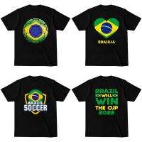 เสื้อยืดคอกลม พิมพ์ลาย Gyj Brazil World Cup 2022 Qatar Design 2 สีดํา สีขาว สําหรับผู้ชาย และผู้หญิง