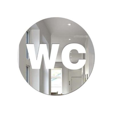 1 Pcs WC Door Sign Mirror Wall Stickers Self adhesion Acrylic Sticker For Home Decoration Acrylic Bathroom Mirror Stickers