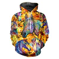 2023 style Spring Winter New  Slim Fit Casual Hooded For Colorful Horse Animal Fans Women/Men Sweatshirt 3D Galaxy Hoodies Hoody，can be customization