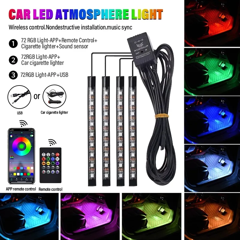 Car Interior LED Light Atmosphere Light Colorful Sensor Wiring