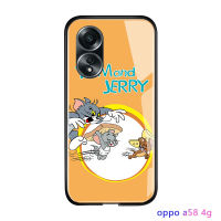 GGK เคส OPPO ลายการ์ตูนสำหรับผู้หญิง4G,เคสฝาหลังกระจกนิรภัยมันวาวลายการ์ตูนสำหรับเด็กผู้หญิงหนูแมวกันกระแทกสำหรับผู้หญิง A58