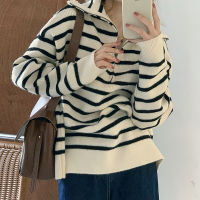 Striped Pullover Sweater Womens Autumn Winter 2021 New Korean Loose Lazy Versatile High Collar Long Sleeve Sweater Top