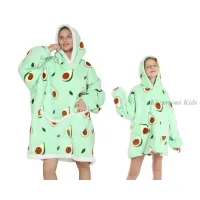 Winter Oversize Huggle Hoodie Sweatshirt Kids Women Flannel Blanket with Sleeves TV Blanket Sherpa Fleece Hoodies Family Clothes