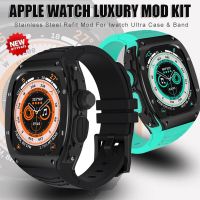49 Mm For Apple Watch Band Ultra 49MM Diy Modification Kit Metal Bezel For Iwatch Mod Kit Stainless Steel Case Silicone Strap