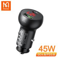 [KOLT Digital] Mcdodo PD 45W USB ชาร์จไฟในรถสำหรับ iPhone 14 13 12 Pro Xs สูงสุด Huawei P50 Samsung S20 Type C ชาร์จเร็ว3.0จอแสดงผลดิจิตอล