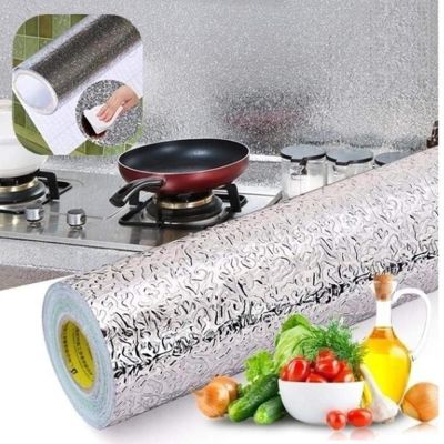 Stove Stickers Aluminum Foil Oil-proof Anti-fouling Temperature adhesive Wall Sticker 40x100 cm