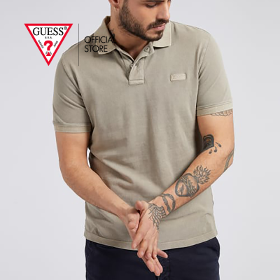 GUESS Washed Impact Grey Short Sleeve Polo