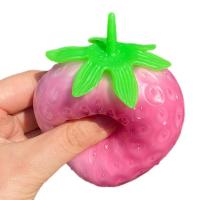 1PC Simulated Fruit Hand Anti-stress Squeeze Ball Color-changing Strawberry Squeeze Toys Decompression Toys Sensory Toys Squishy Toys