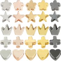 ♧ 10pcs/lot Stainless Steel Star Crown Love Heart Gold Silver Color Loose Spacer Beads DIY Jewelry Making Findings Charms Bracelet