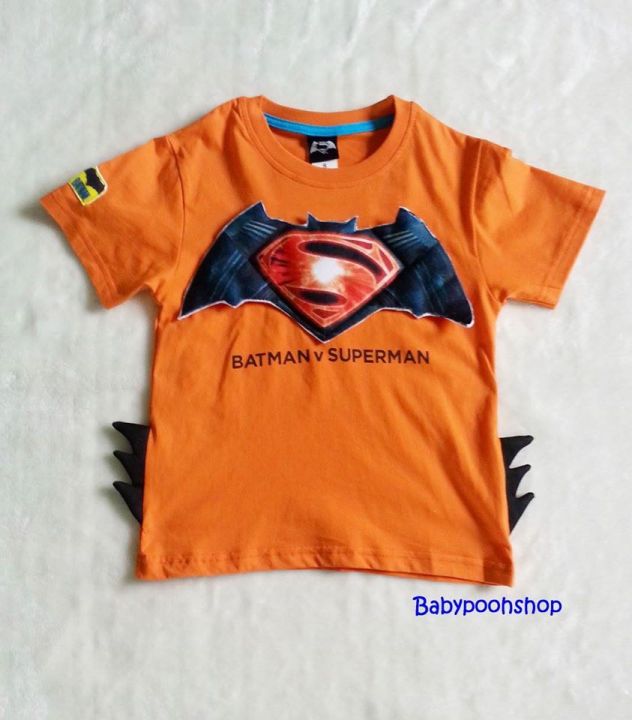 Bat&amp;Sup : เสื้อยืด Batman Supperman สีส้ม