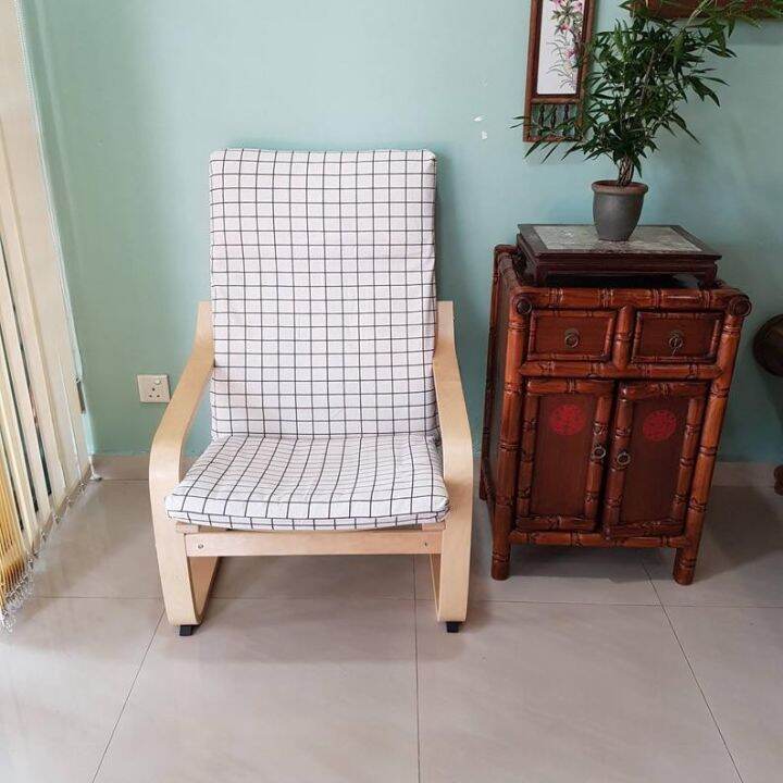 Big Promo Ikea Poang Chair/ Pello Chair Cushion Cover White Grid Sofa