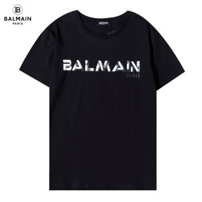 S4Xl Balmain Tees Mens Letter Printed Allmatch Tshirt 100% Cotton Gildan