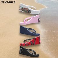 2023 new net red slippers womens summer wear non-slip wedge flip-flops womens high-heeled thick-soled sandals and slippers for the beach