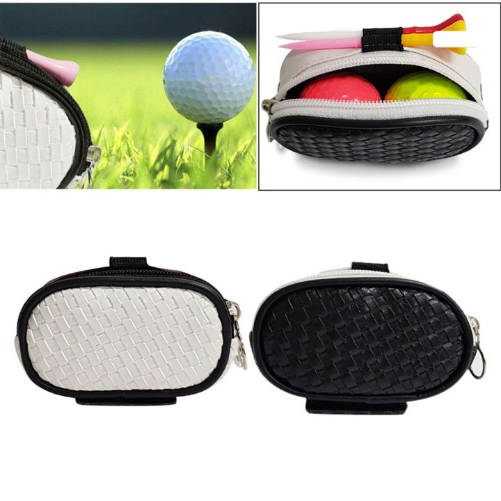 LYDIAT PU Leather Durable 2 Balls and 2 Tees Storage Bag Sporting Goods  Waist Pack Golf Ball Container Golf Waist Holder Bag Golf Ball Bag Golf Ball  Pouch