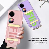∏☈卐 P50 Pocket New Funda Case for Huawei P50 Pocket Multifunction Wristband Silky Hard PC Coque Protetcion Phone Case Cover Capa