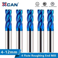 Xcan End มิลลิ่งตัด1ชิ้น4มิลลิเมตร-12มิลลิเมตรนาโนสีฟ้าเคลือบหยาบ End Mill ขลุ่ยเกลียวคาร์ไบด์เราเตอร์บิต Cnc ตัด