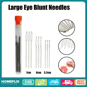 Diy 9pcs/bottle Set Of Big Eye Yarn Needles In Multiple Colors With A  Transparent Needle Bottle