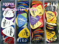 Lots of 100pcs Alice Smooth Nylon Guitar Picks Plectrums(Assorted thickness&amp;colors) Free Shipping Wholesales Guitar Bass Accessories