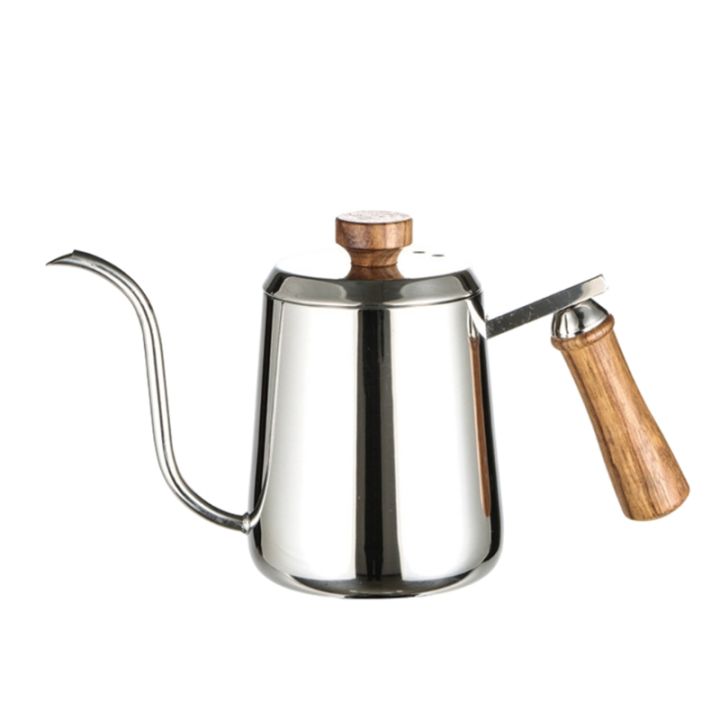 300600ml-สแตนเลสกาต้มน้ำกาแฟ-gooseneck-spout-pour-over-บางปาก-r-หม้อชา-scale-ไม้-handle