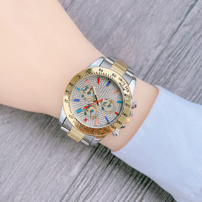 นาฬิกาควอทซ์หน้าปัดใหญ่ประดับเพชรสไตล์ยุโรปและอเมริกา นาฬิกาผู้ชายแฟชั่นฮิปฮอปนาฬิกาฮิปสเตอร์ยิปโซ