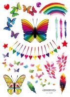 1pc Butterfly Rainbow Disposable Temporary Tattoo Sticker Game Camo Stripe Love Flower Waterproof Face Fake Tattoo Sticker Gifts Stickers