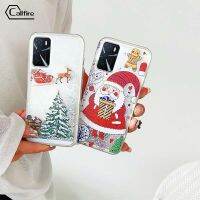 Callfire เคสใส่โทรศัพท์คอลไฟสำหรับ OPPO A55 A54 A16 A16S A56 Realme V11 5G รูปกวางน่ารักลายคริสต์มาส5ก. ปลอกทรายไหลรูปแบบต้นคริสต์มาส