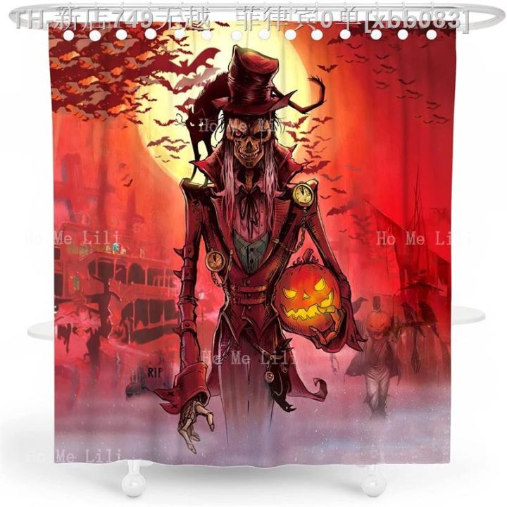 cw-scary-playing-drums-horror-graveyard-couple-shower-curtains