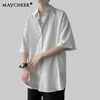 MAYCHEER บุรุษเสื้อลำลองเสื้อบุรุษชุดเสื้อแขนสั้นลำลองปุ่มลงเสื้อผู้ชายปกติพอดีแขนสั้นเสื้อ เสื้อวินเทจ